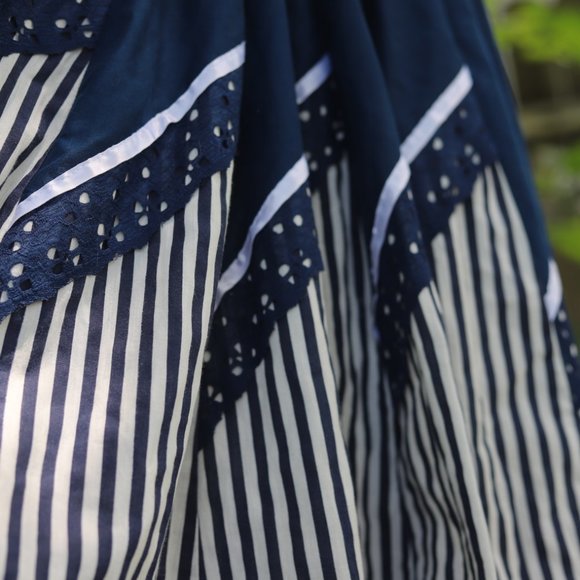 Vintage Navy and White Skater Skirt - Picture 5 of 6